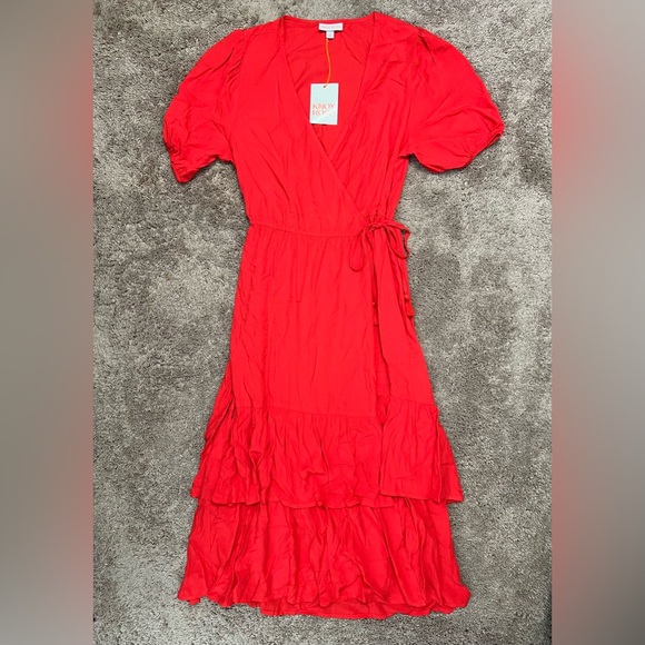 NWT Knox Rose Red Wrap Maxi Dress - Picture 1 of 5